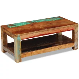   Tömör újrahasznosított fa dohányzóasztal 90 x 45 x 35 cm