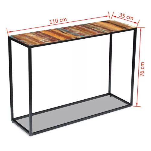 Tömör újrahasznosított fa konzolasztal 110 x 35 x 76 cm