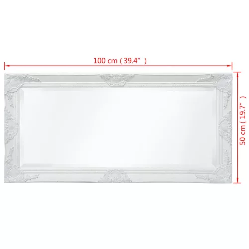 Fehér barokk stílusú fali tükör 100 x 50 cm