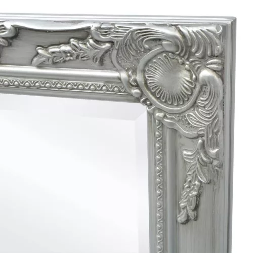 Ezüstszínű barokk stílusú fali tükör 100 x 50 cm