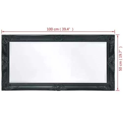 100x50 cm fekete barokk stílusú fali tükör