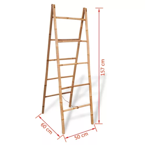 Dupla törölközőszárító létra 5 fokos bambusz 50x160 cm