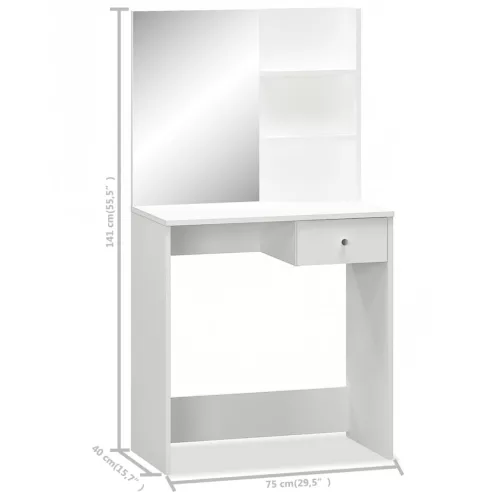 Fehér faforgácslap öltözőasztal 75 x 40 x 141 cm