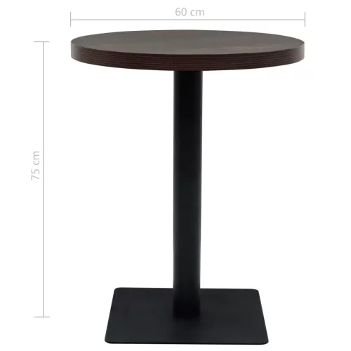 Kerek, sötét hamuszínű MDF/acél bisztró asztal 60 x 75 cm