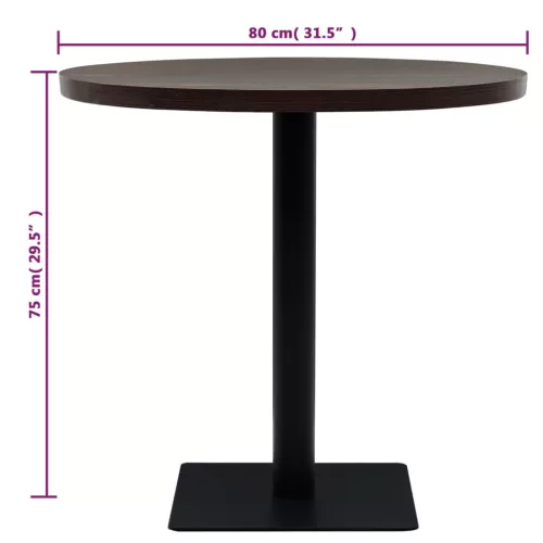 Kerek, sötét hamuszínű MDF/acél bisztró asztal 80 x 75 cm