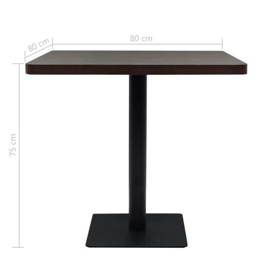 Sötét hamuszínű MDF/acél bisztró asztal 80 x 80 x 75 cm