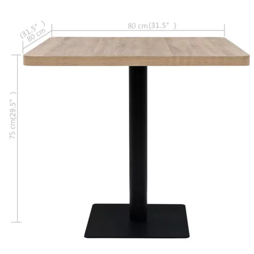 Tölgyfa színű MDF/acél bisztró asztal 80 x 80 x 75 cm