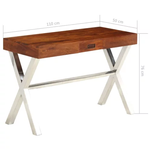 Tömör akácfa íróasztal mézszínű felülettel 110 x 50 x 76 cm