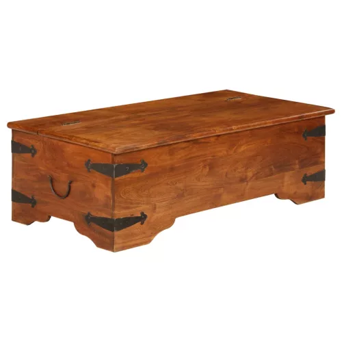 Tömör akácfa dohányzóasztal mézszínű bevonattal 110x55x35 cm