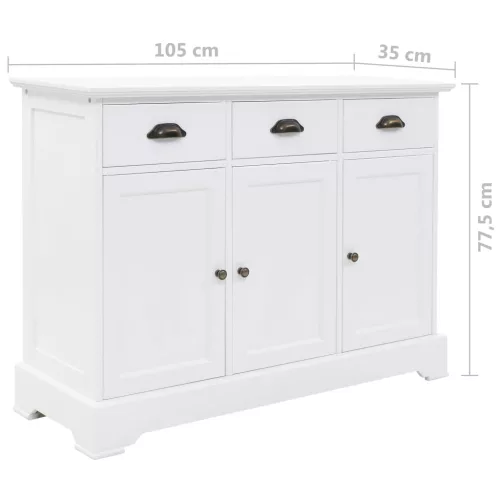 3 ajtós MDF és fenyőfa tálalószekrény 105 x 35 x 77,5 cm