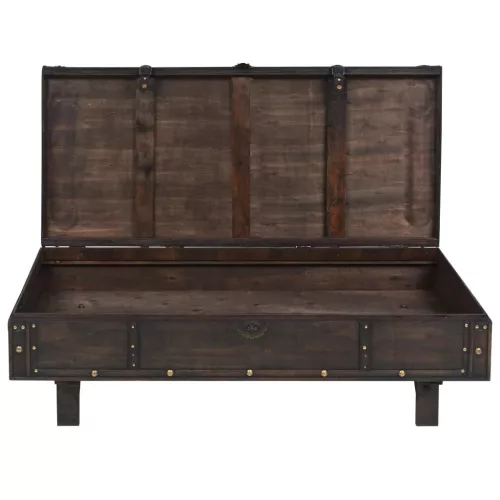 Vintage stílusú furnérlemez fa dohányzóasztal 120 x 55 x 35 cm