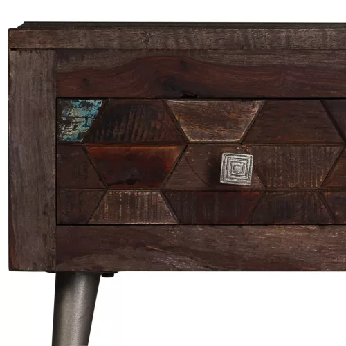 Újrahasznosított tömör fa dohányzóasztal 100 x 60 x 35 cm