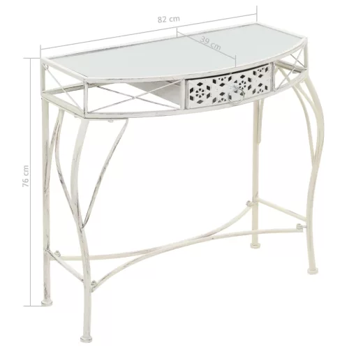 francia stílusú fehér fém kisasztal 82 x 39 x 76 cm