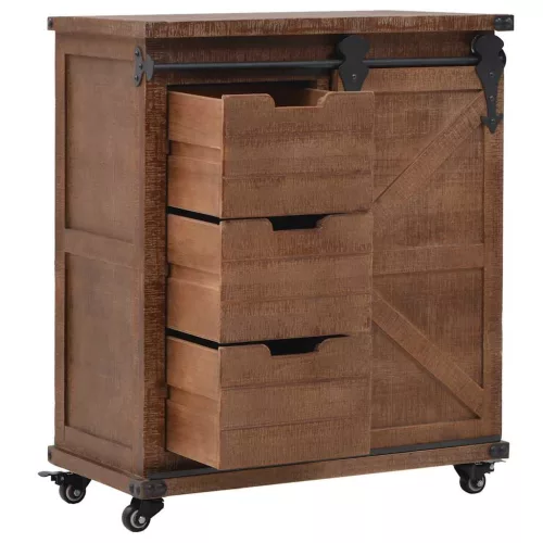Barna tömör fenyő tárolószekrény 64 x 33,5 x 75 cm