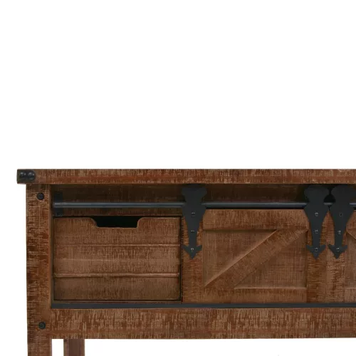 Barna tömör fenyő konzolasztal 131 x 35,5 x 75 cm