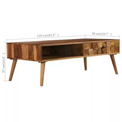 Tömör akácfából dohányzóasztal mézszínű felülettel 110x50x37 cm