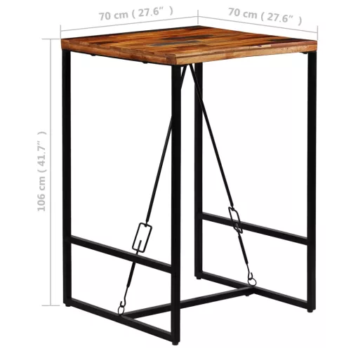 Újrahasznosított tömör fa bárasztal 70 x 70 x 106 cm