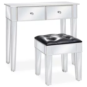 Tükrös MDF / üveg öltözőasztal ülőkével