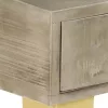 Szürke tömör mangófa tálalóasztal sárgarézzel 110x35x76 cm