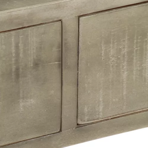 Szürke tömör mangófa tálalóasztal sárgarézzel 110x35x76 cm