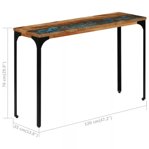 Tömör újrahasznosított fa tálalóasztal 120 x 35 x 76 cm