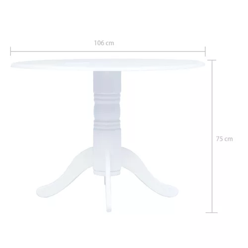 Fehér tömör gumifa étkezőasztal 106 cm