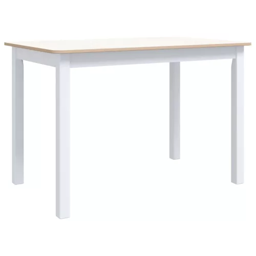 Fehér és barna tömör gumifa étkezőasztal 114 x 71 x 75 cm