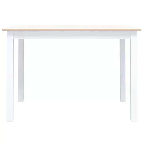 Fehér és barna tömör gumifa étkezőasztal 114 x 71 x 75 cm