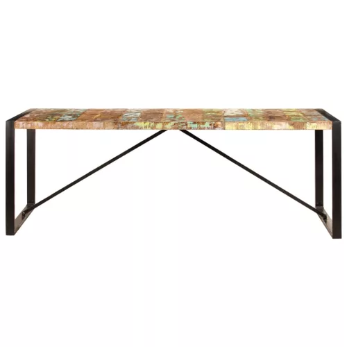 Tömör újrahasznosított fa étkezőasztal 220 x 100 x 75 cm