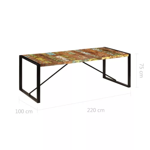 Tömör újrahasznosított fa étkezőasztal 220 x 100 x 75 cm