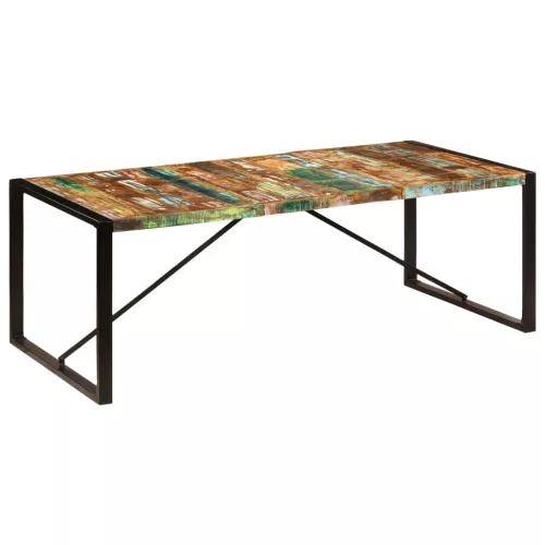 Tömör újrahasznosított fa étkezőasztal 220 x 100 x 75 cm