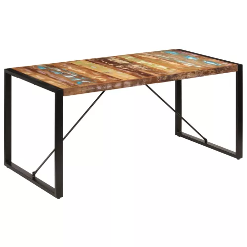 Tömör újrahasznosított fa étkezőasztal 160 x 80 x 75 cm
