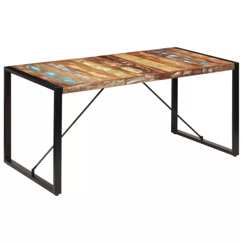 Tömör újrahasznosított fa étkezőasztal 160 x 80 x 75 cm