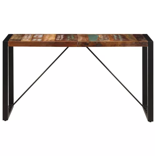 Tömör újrahasznosított fa étkezőasztal 140 x 70 x 75 cm