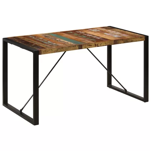 Tömör újrahasznosított fa étkezőasztal 140 x 70 x 75 cm