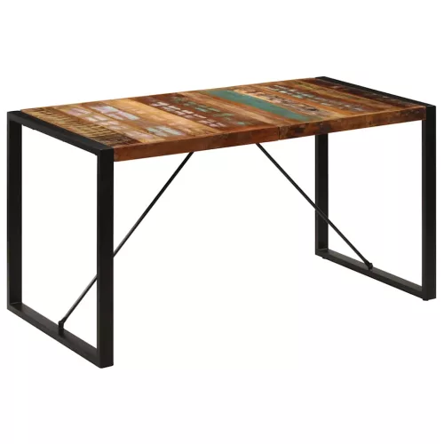 Tömör újrahasznosított fa étkezőasztal 140 x 70 x 75 cm