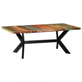   Tömör újrahasznosított fa étkezőasztal 200 x 100 x 75 cm