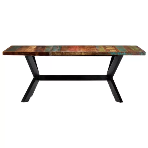 Tömör újrahasznosított fa étkezőasztal 200 x 100 x 75 cm