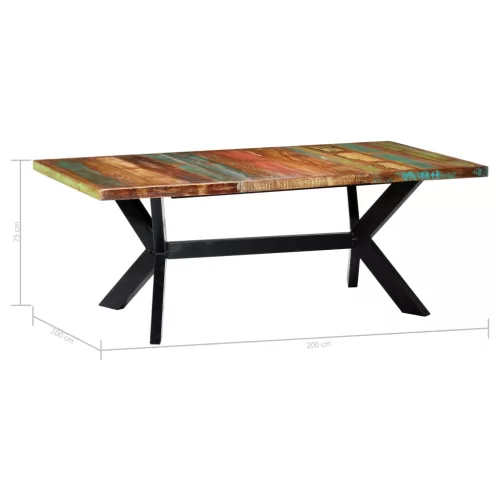 Tömör újrahasznosított fa étkezőasztal 200 x 100 x 75 cm
