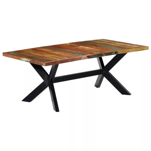 Tömör újrahasznosított fa étkezőasztal 200 x 100 x 75 cm