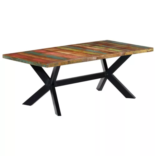 Tömör újrahasznosított fa étkezőasztal 200 x 100 x 75 cm