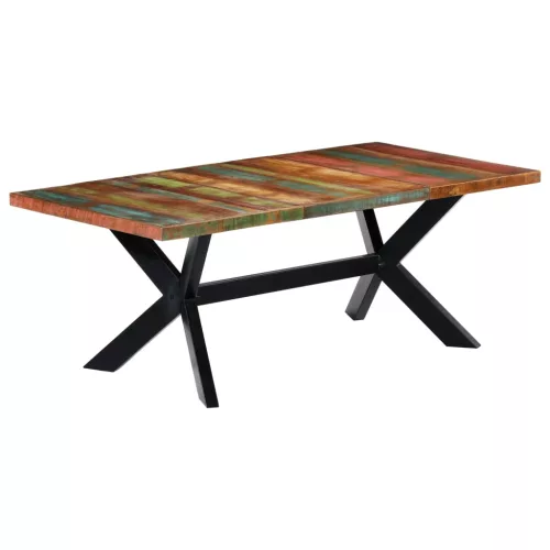 Tömör újrahasznosított fa étkezőasztal 200 x 100 x 75 cm