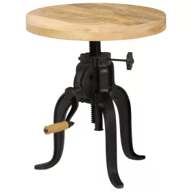 Tömör mangófa és öntöttvas kisasztal 45 x (45-62) cm
