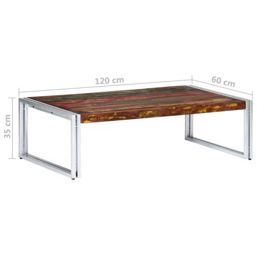 Újrahasznosított tömör fa dohányzóasztal 120 x 60 x 35 cm