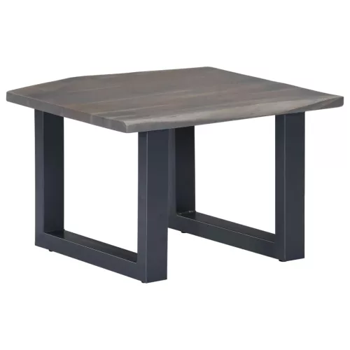 Szürke tömör akácfa dohányzóasztal természetes éllel 60x60x40cm