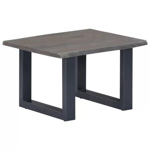 Szürke tömör akácfa dohányzóasztal természetes éllel 60x60x40cm