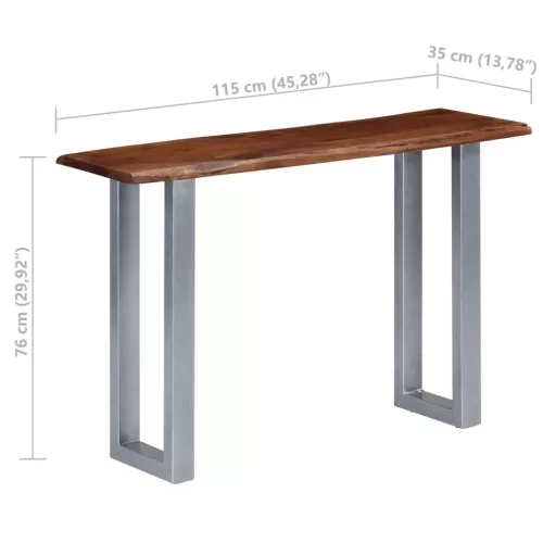 Tömör akácfa és vas tálalóasztal 115 x 35 x 76 cm