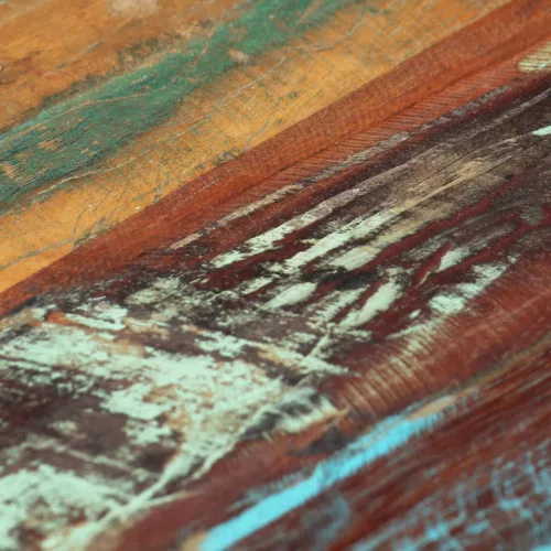 Tömör újrahasznosított fa és acél dohányzóasztal 120x50x30 cm