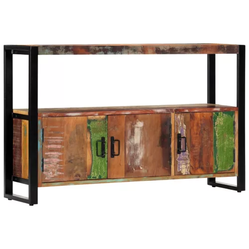 Tömör újrahasznosított fa tálalószekrény 120 x 30 x 75 cm