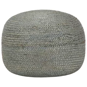 Kézzel készült olívazöld juta puff 45 x 30 cm